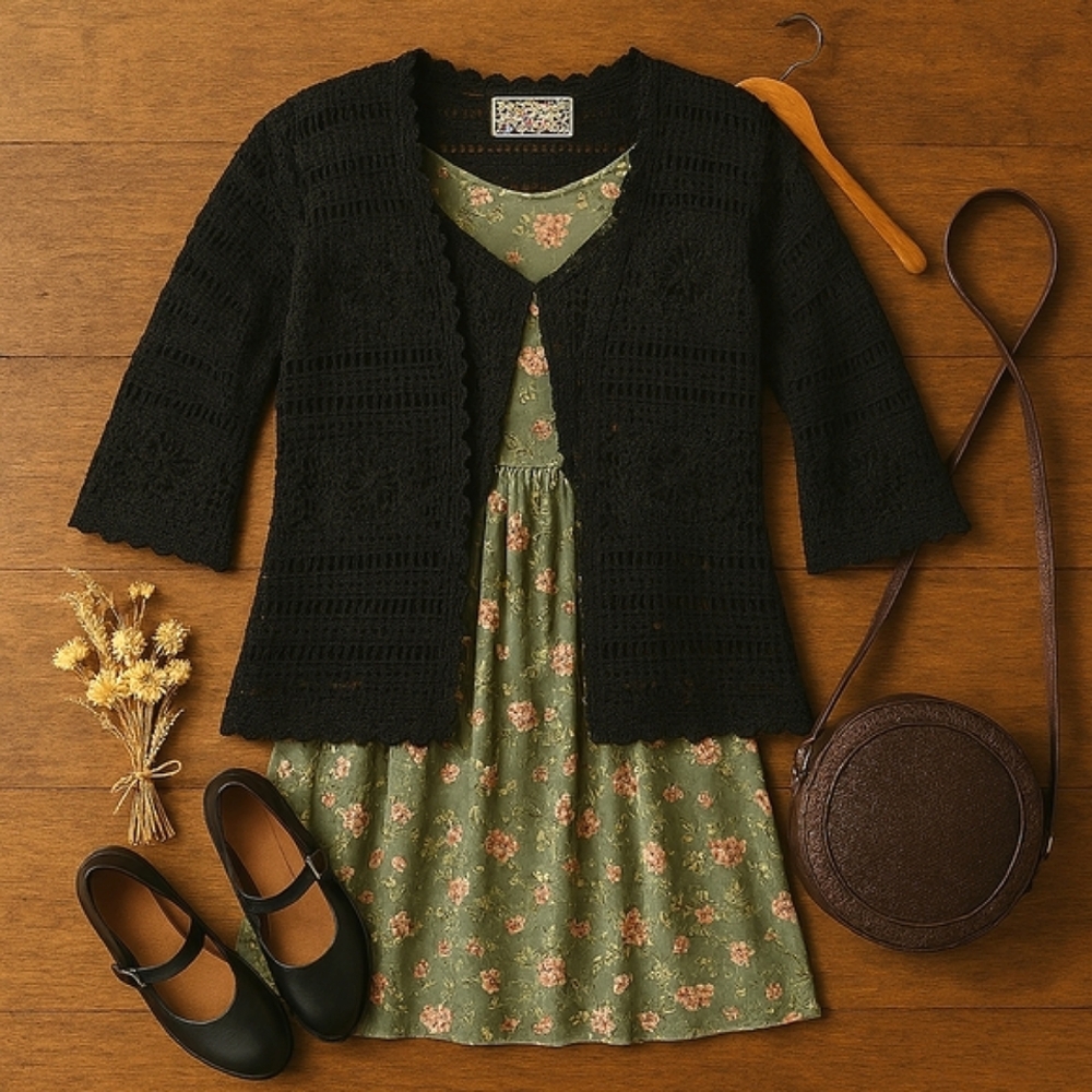 1990s April Cornell Crochet Cardigan – Scalloped Boho Heirloom✨